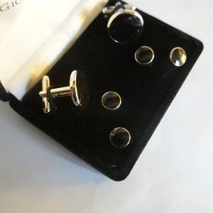 Black and Silver Tuxedo Cufflinks and Studs